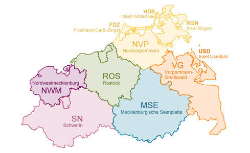 Karte Regionen Mecklenburg-Vorpommern