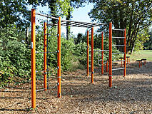 Fitnessgerät im Burgpark Plau Am See - Traingsstation mit Sprossen und Reckstangen